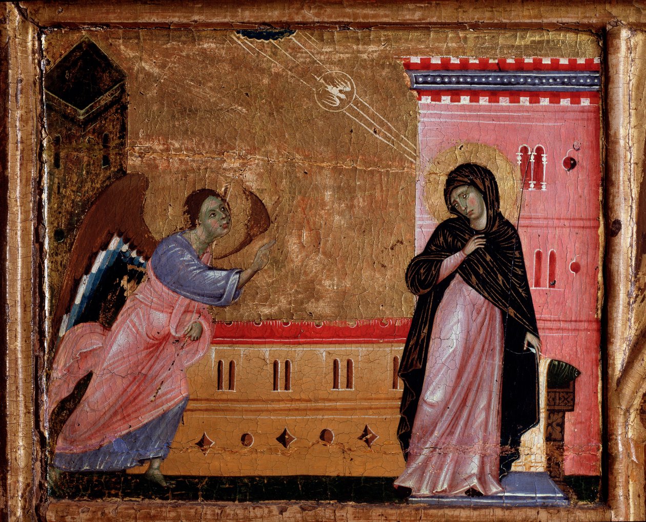 Ilmoitus. Predellin yksityiskohta, n. 1260-1280 tekijältä Guido da Siena