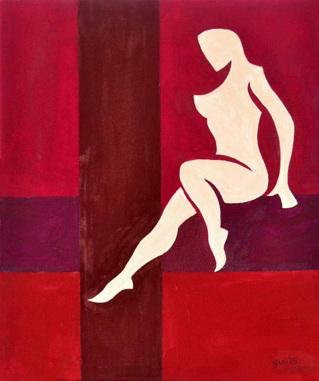 Rohkea kuin rakkaus (kiiltävässä metallinhohtoisessa violetissa haarniskassa), 2015 (öljy kankaalle) tekijältä Guilherme Pontes