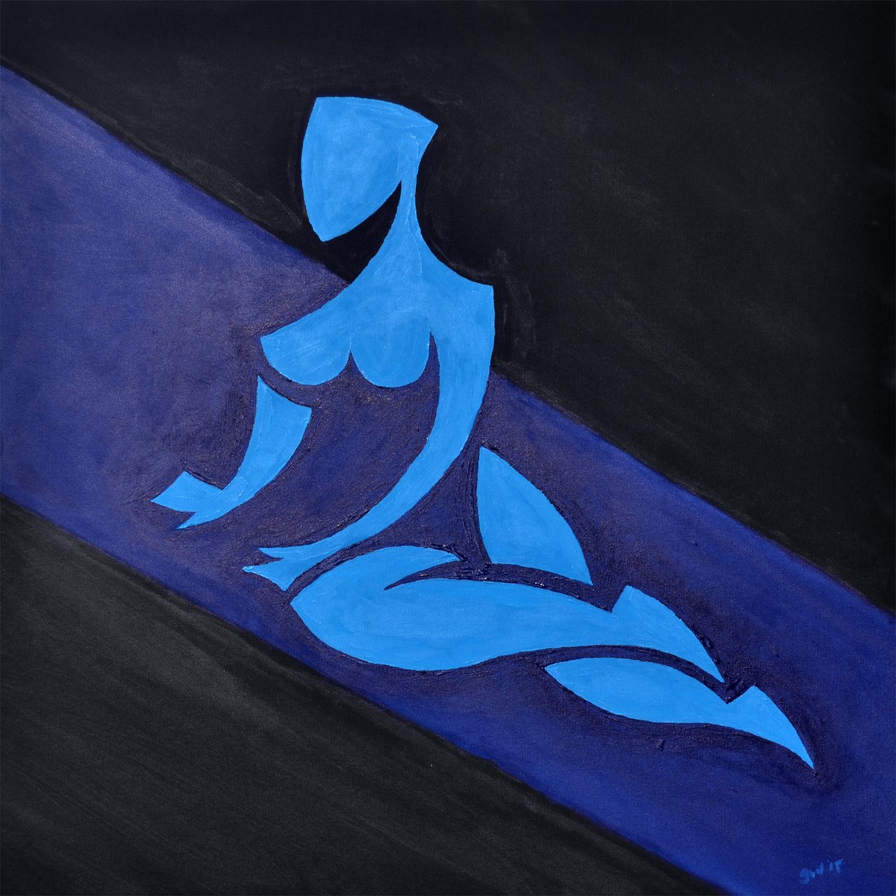 Tutkimus Figure on Inclined Space, 2015 (öljyä kankaalle) tekijältä Guilherme Pontes