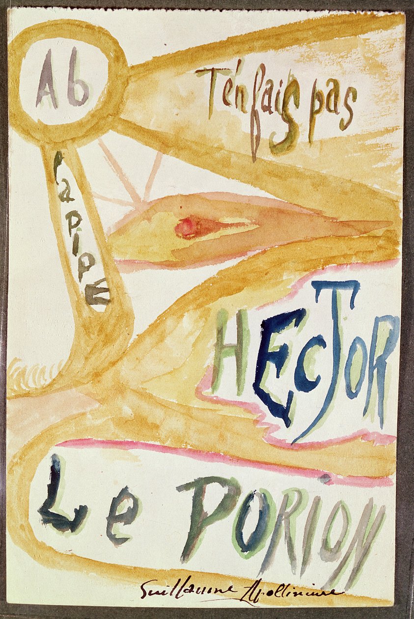 Kuvitettu versio "Calligrammes" -kokoelman runosta tekijältä Guillaume Apollinaire