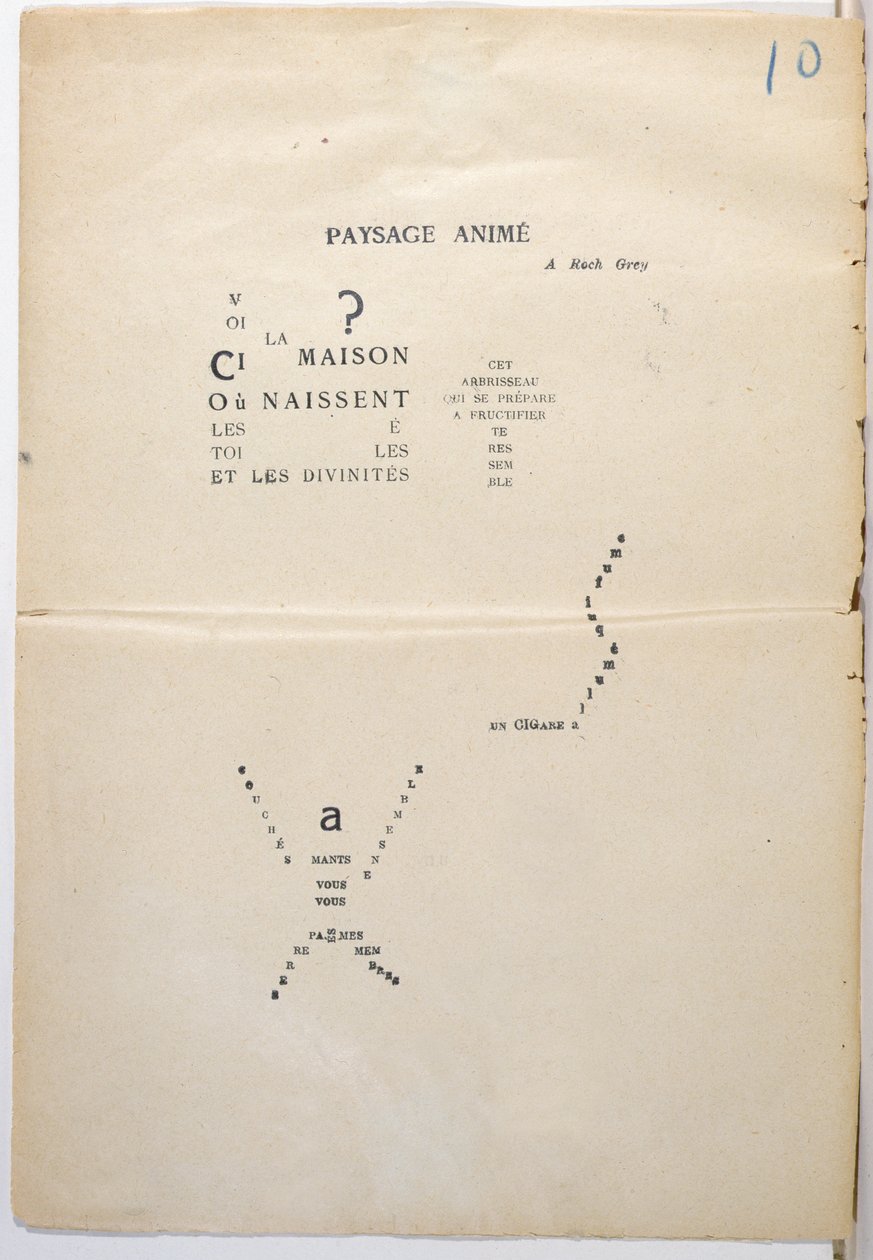 Oikokopio sivusta "Et Moi aussi Je Suis Peintre", 1914 (muste paperille) tekijältä Guillaume Apollinaire