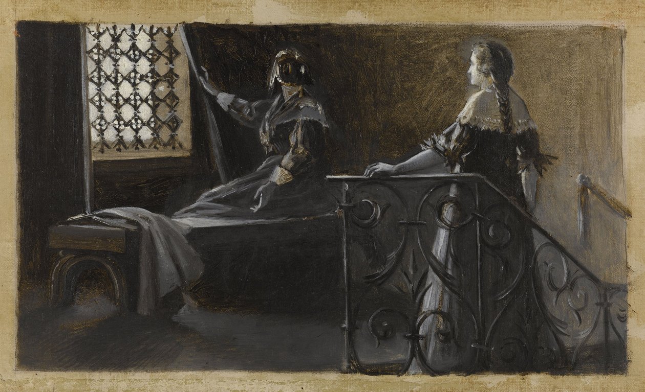Ethel ja hunnutettu nainen, n. 1889 (öljy kankaalle). tekijältä Guillaume Albert Demarest