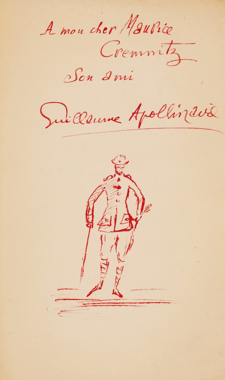 Kirjoitus Maurice Cremnitzille teoksesta "Murhattu runoilija", 1916 tekijältä Guillaume Apollinaire