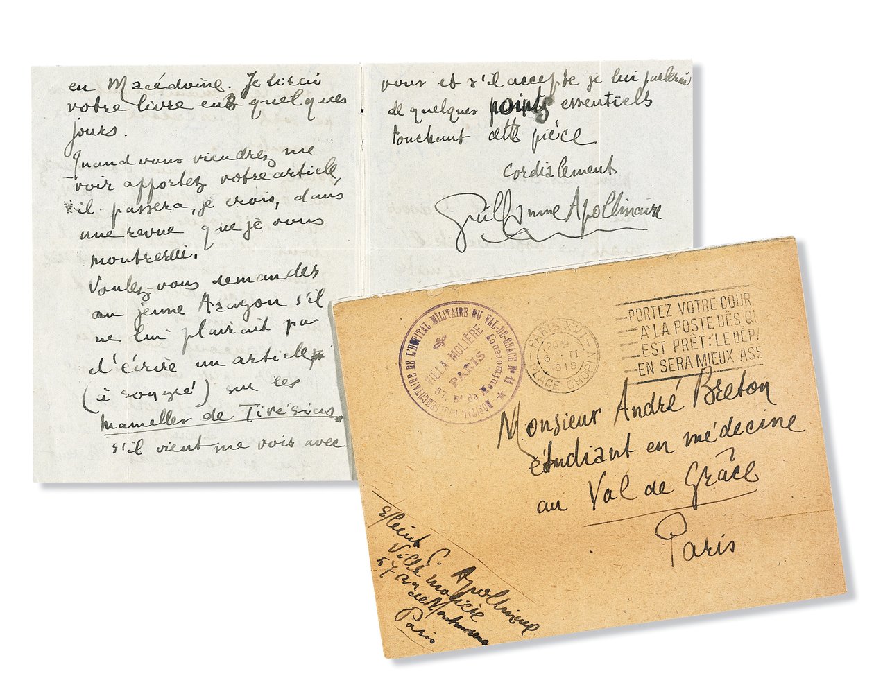 Kirje Andre Bretonille, 1918 tekijältä Guillaume Apollinaire