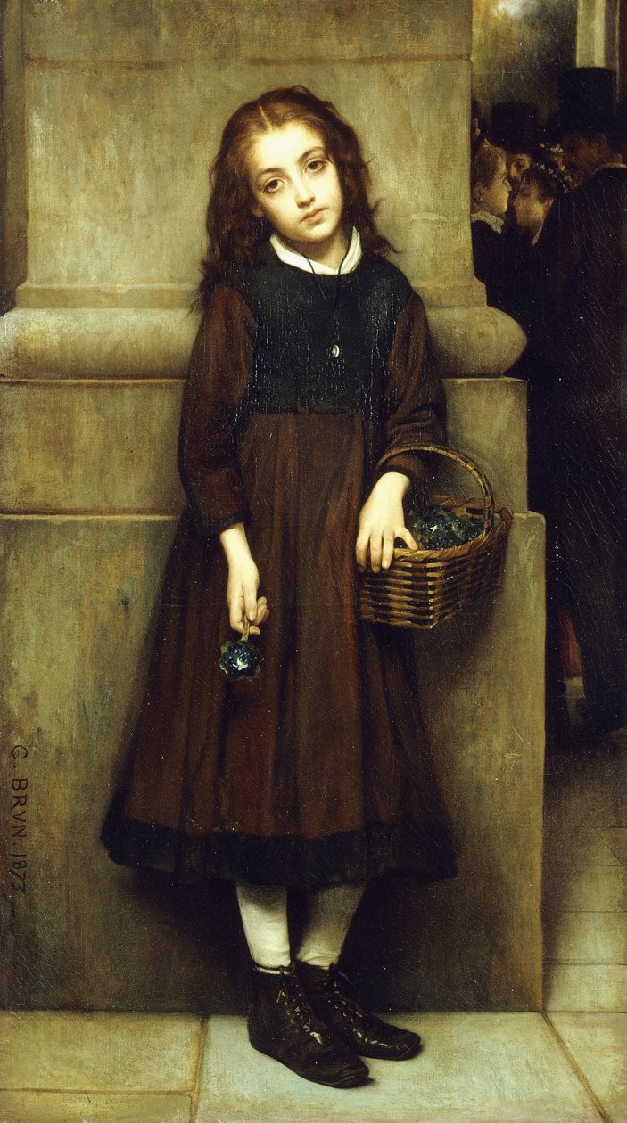 Kukkatyttö oopperan ulkopuolella, 1873 tekijältä Guillaume Charles Brun