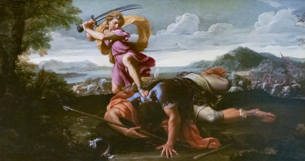 Daavid ja Goljat, 1650-luvun loppu (öljy kankaalle) tekijältä Guillaume Courtois