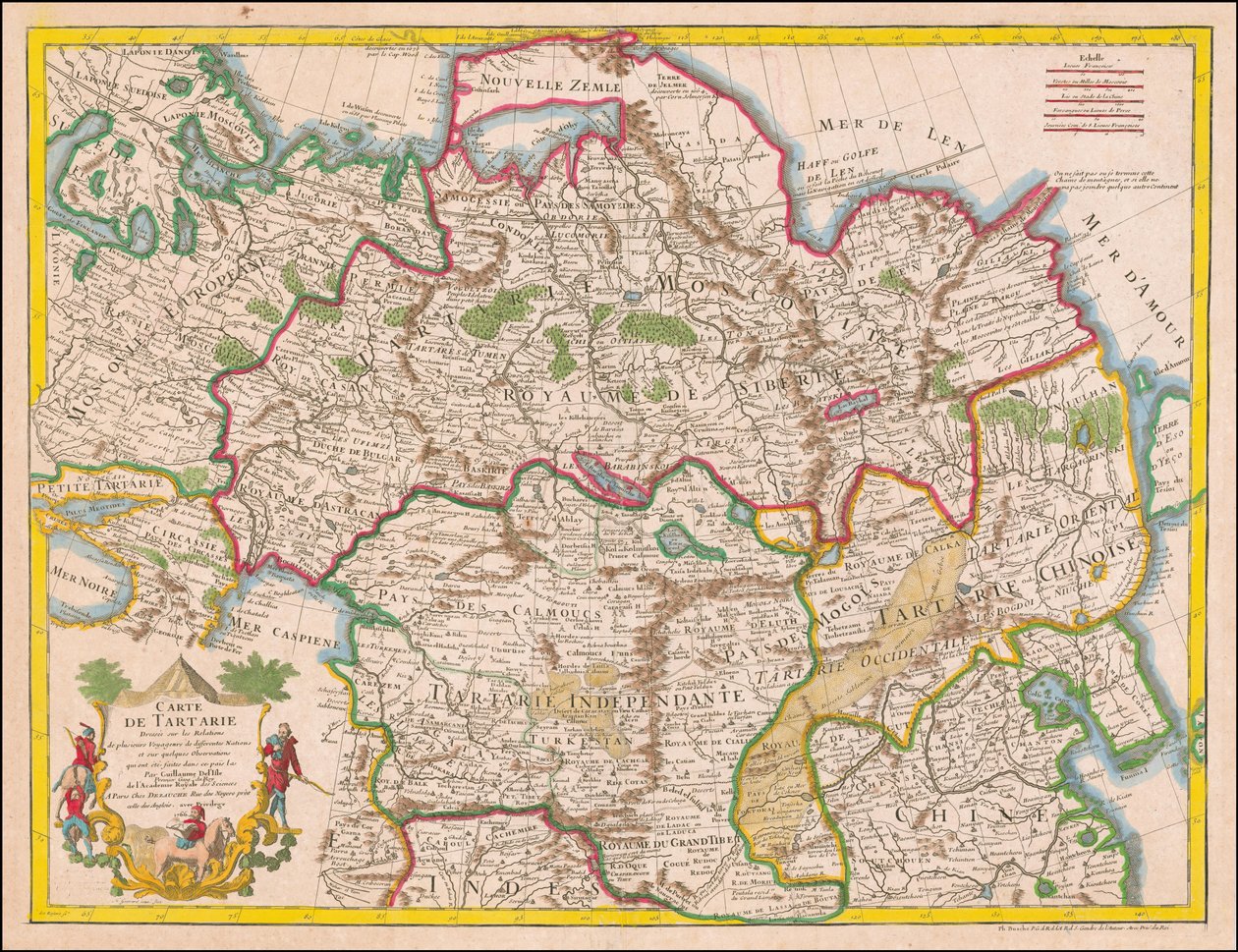 Vuoden 1766 kartta - suhteiden perusteella piirretty Tartarian kartta. tekijältä Guillaume Delisle