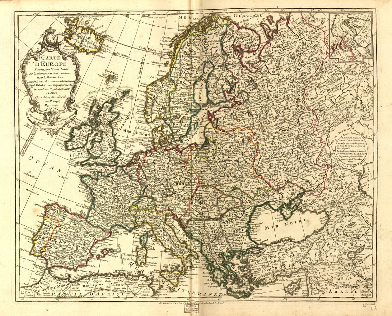 Euroopan kartta. LOC 97683588 tekijältä Guillaume Delisle