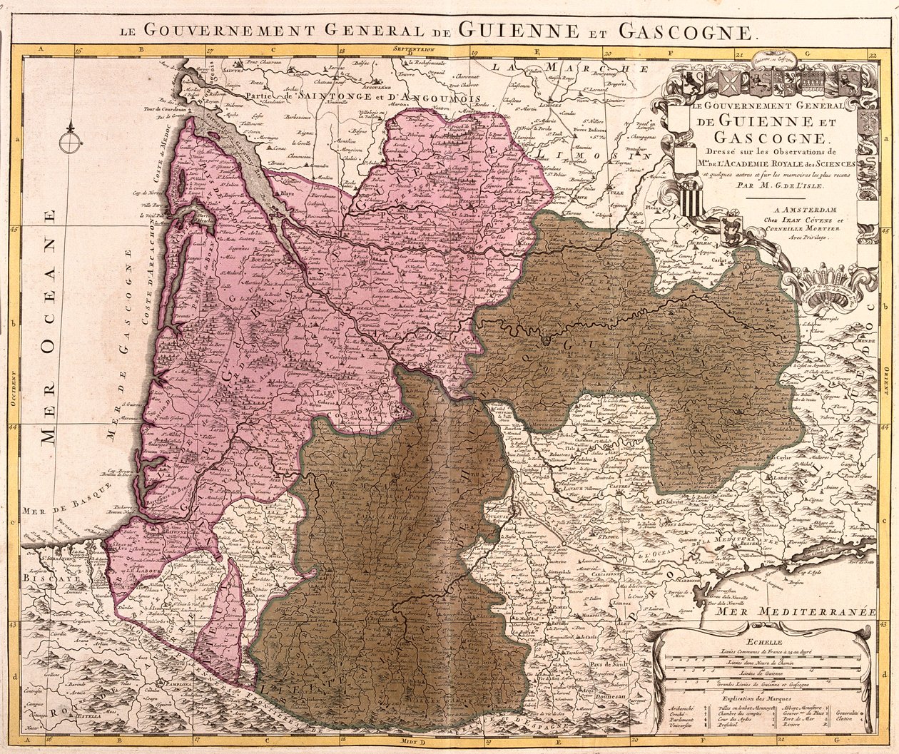 Guyenne, Gascony, Ranska tekijältä Guillaume Delisle