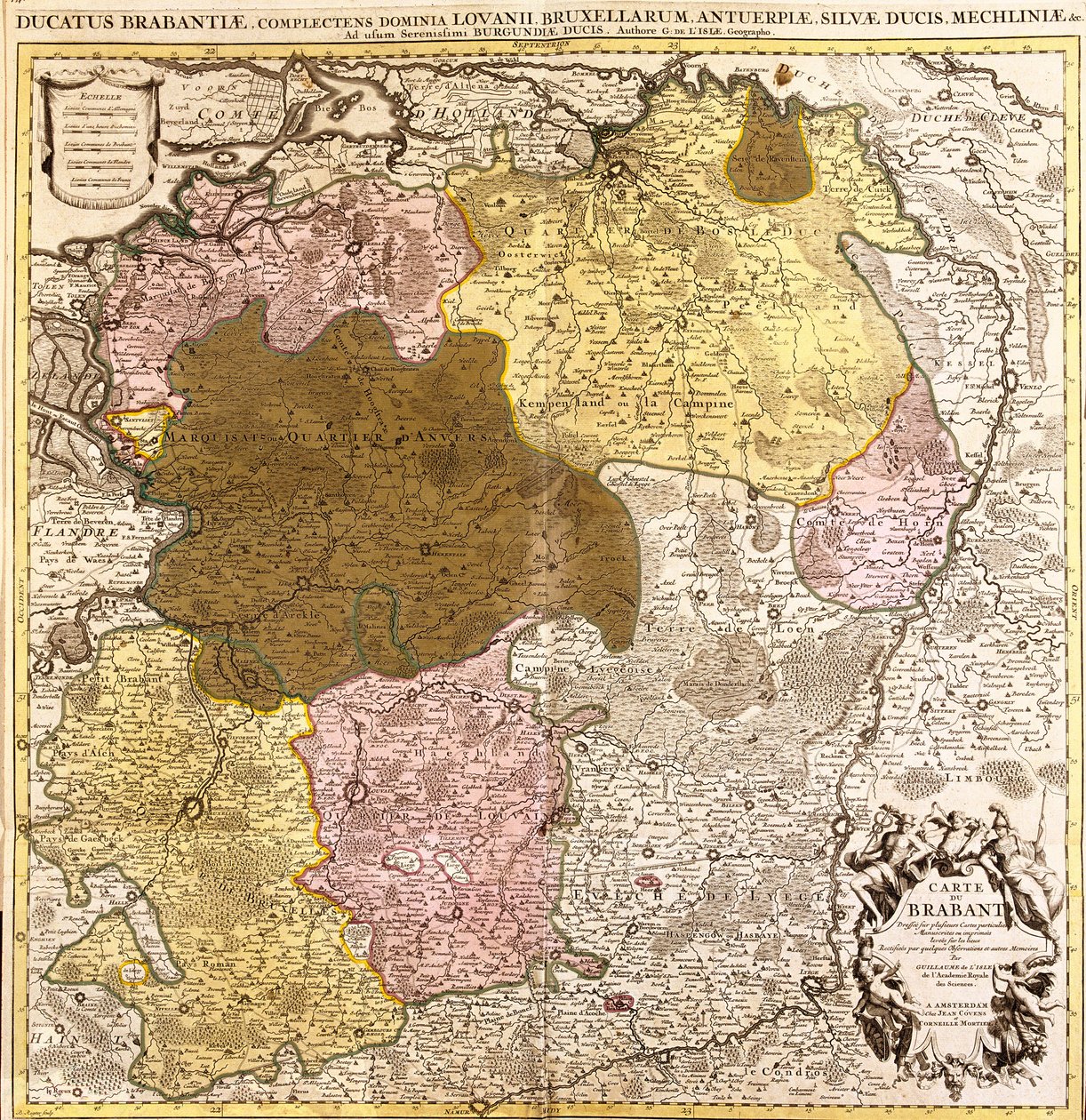 Brabantin kartta (Belgia ja Alankomaat) (etsaus tekijältä Guillaume Delisle