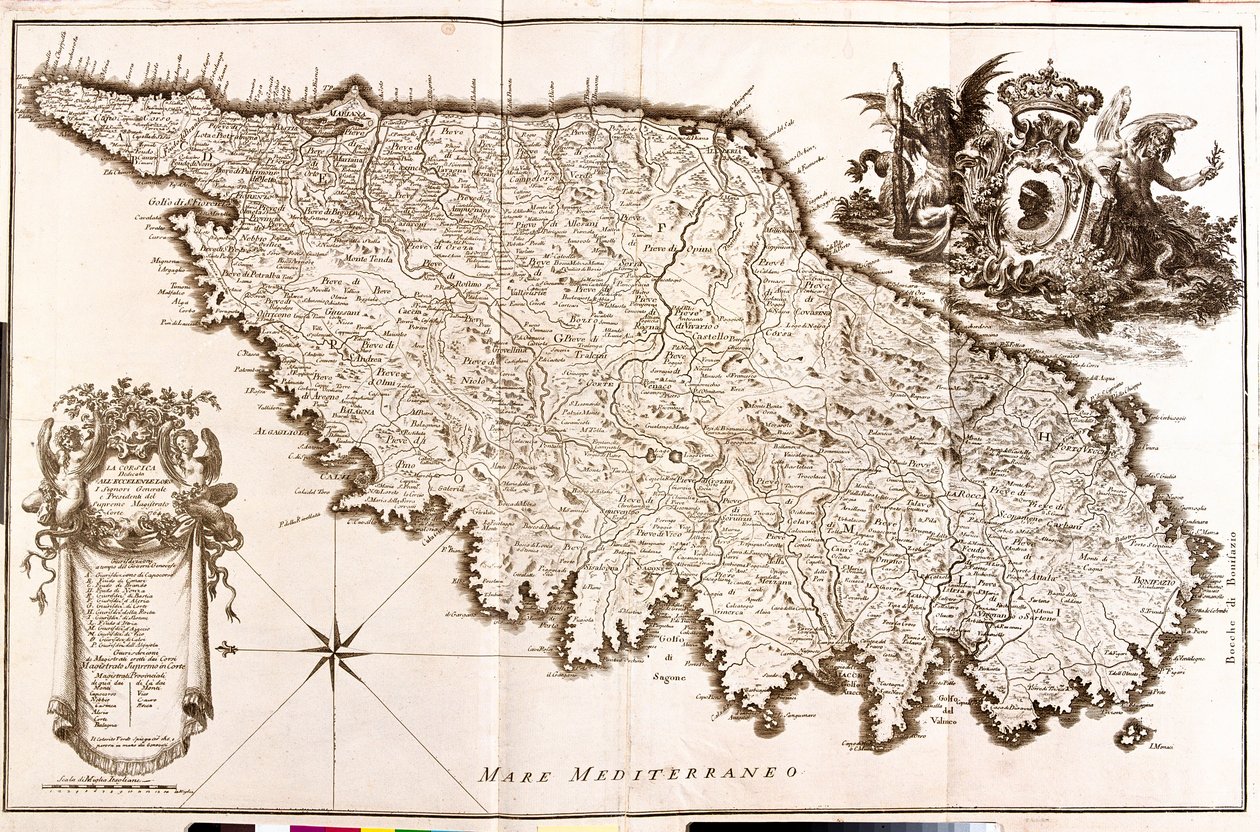 Korsikan kartta (Ranska) (etsaus tekijältä Guillaume Delisle