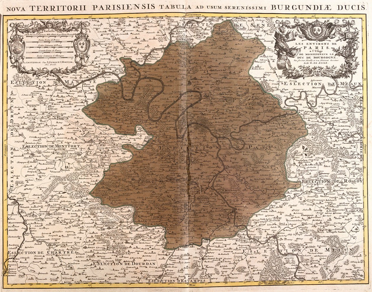 Ile de Francen kartta (etsaus tekijältä Guillaume Delisle