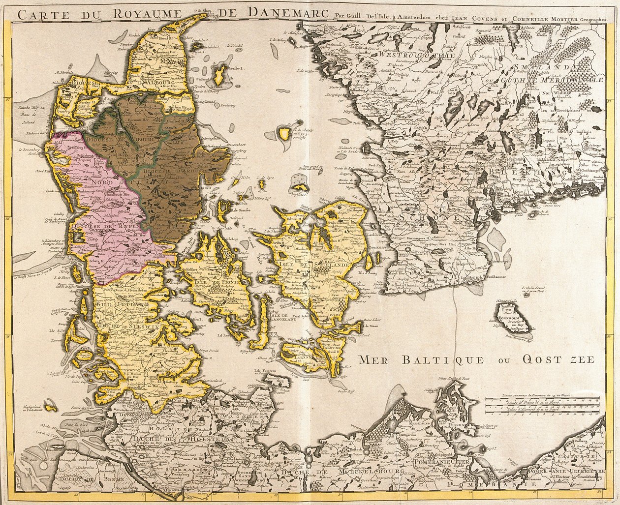 Tanskan kuningaskunnan kartta (etsaus tekijältä Guillaume Delisle