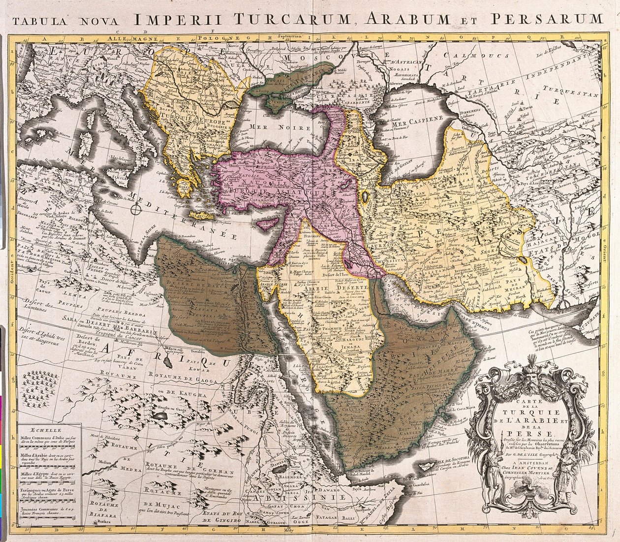 Lähi-idän kartta: Persia ja Arabian niemimaa (kaiverrus). tekijältä Guillaume Delisle