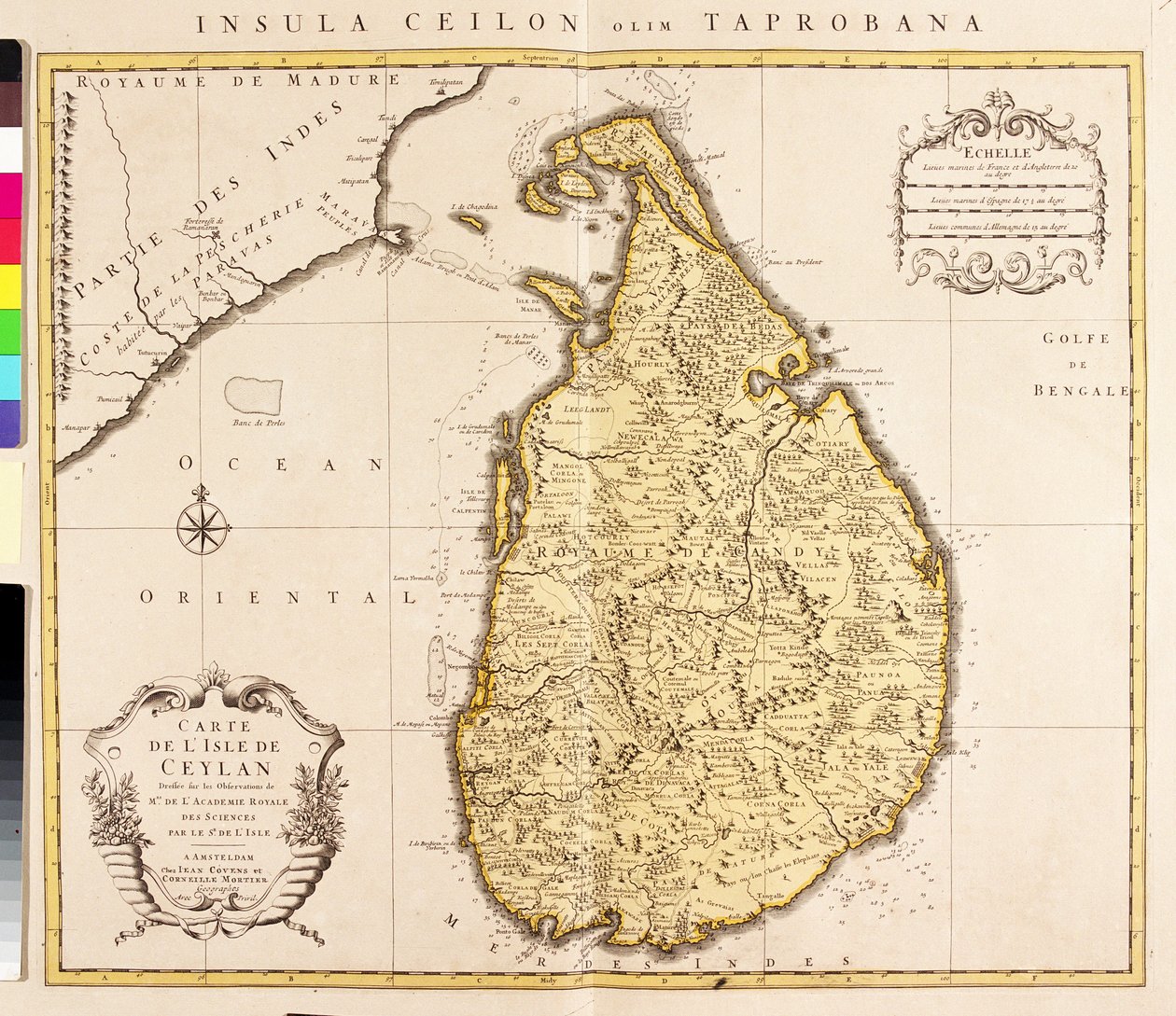 Kartta Ceylonin saaresta (Sri Lanka) (etsaus tekijältä Guillaume Delisle