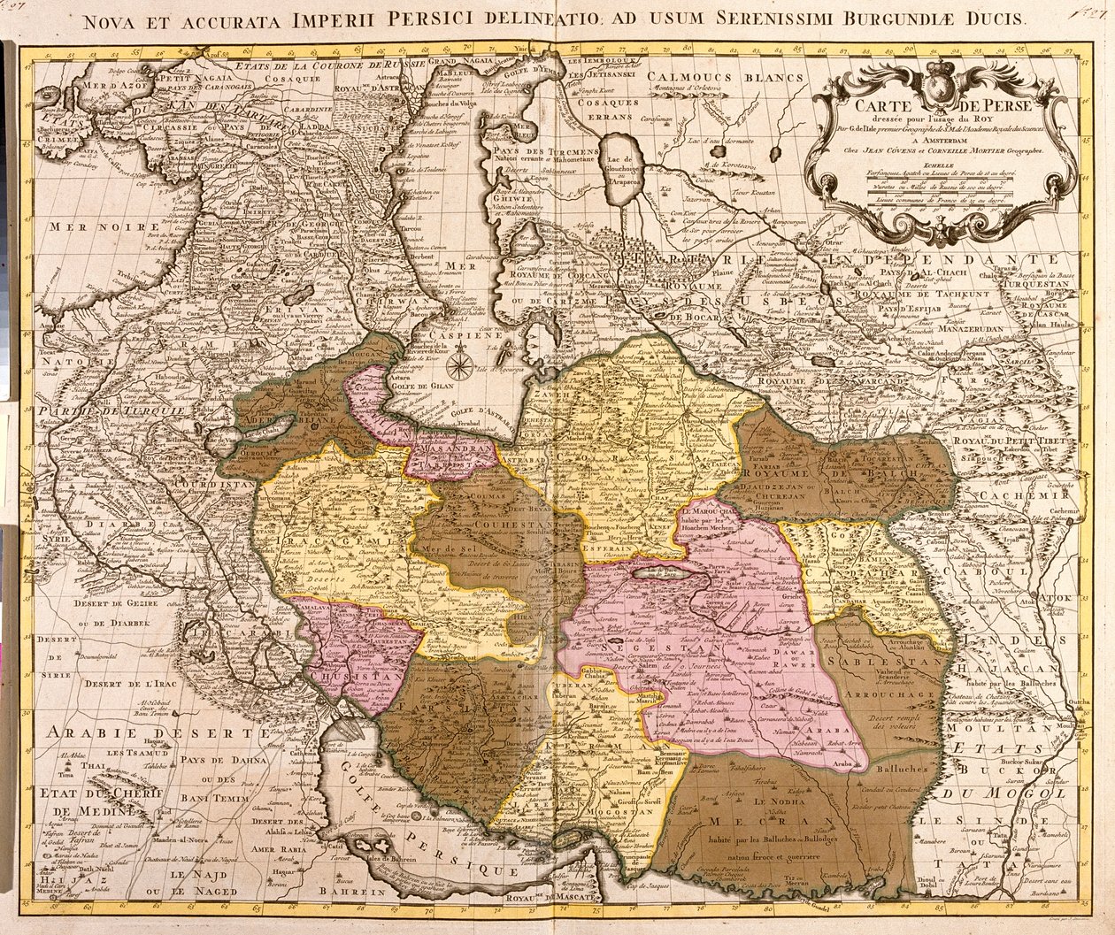Lounais-Turkmenistan, Iran, Länsi-Afganistan, Länsi-Pakistan. tekijältä Guillaume Delisle