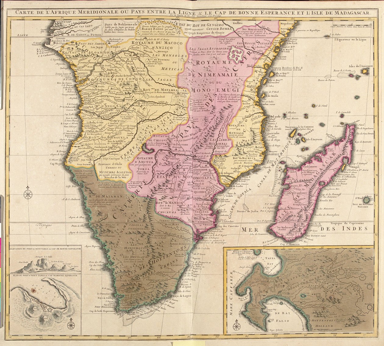 Etelä-Gabon, suuri osa Kongon tasavallasta (pohjoista lukuun ottamatta), suuri osa Kongon demokraattisesta tasavallasta (pohjoista lukuun ottamatta), suuri osa Ugandasta (pohjoista lukuun ottamatta), suuri osa Keniasta (pohjoista lukuun ottamatta), eteläin tekijältä Guillaume Delisle