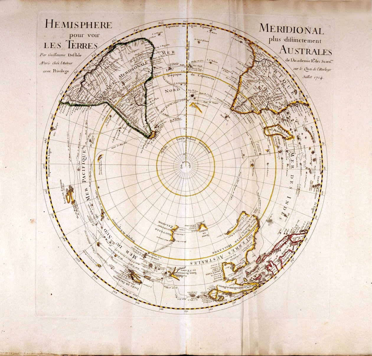 Näkymä etelänavalle Atlas Guillaume Delisle (1675-1726), maantieteilijä tekijältä Guillaume Delisle