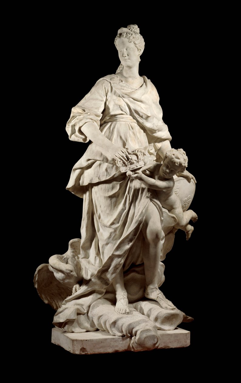 Muotokuva Marie Lescszinskasta, Ranskan kuningattaresta (Leczinska, Lescszinka tai Leszinka) (1703-1768) Ranskan kuningatar Junonin marmoriveistoksessa Guillaume Coustou (1677-1746) 1725 Pariisin ympäristössä, Musee du Louvre tekijältä Guillaume I Coustou