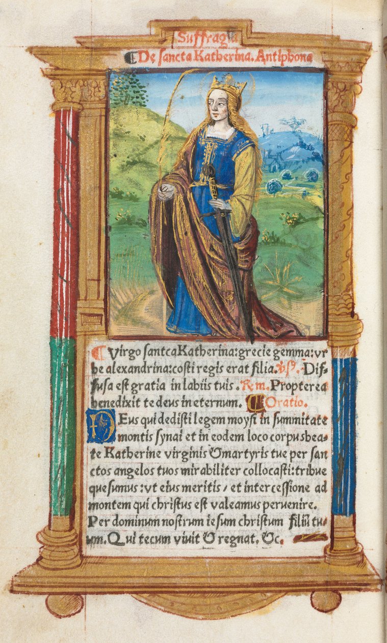 Painettu tuntikirja (Rooman käyttö): fol. 109v, Pyhä Katariina. tekijältä Guillaume Le Rouge