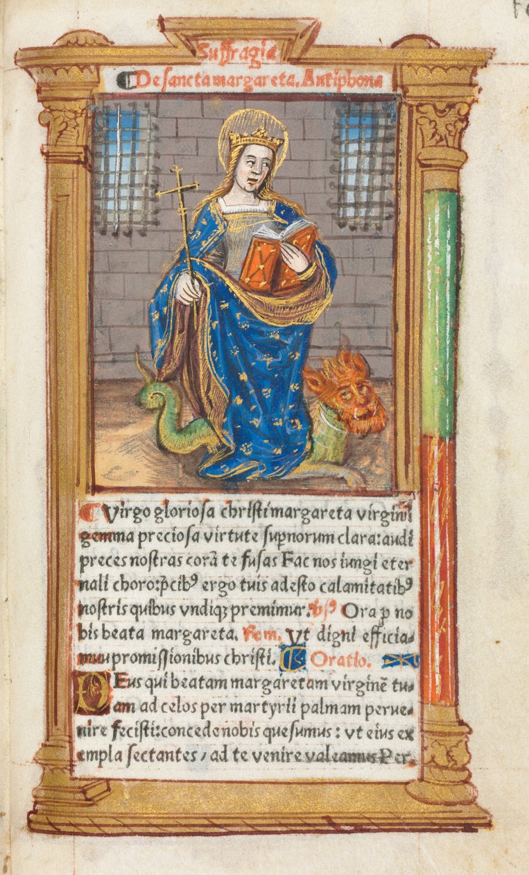 Painettu tuntikirja (Rooman käyttö): fol. 110r, Pyhä Margareta. tekijältä Guillaume Le Rouge
