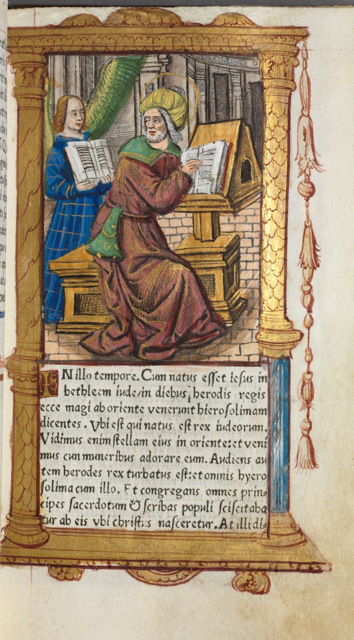 Painettu tuntikirja (Rooman käytössä): fol. 19r, Pyhä Matteus. tekijältä Guillaume Le Rouge