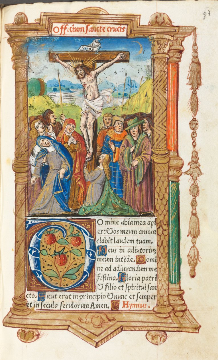 Painettu tuntikirja (Rooman käytössä): fol. 55r, Ristiinnaulitseminen. tekijältä Guillaume Le Rouge