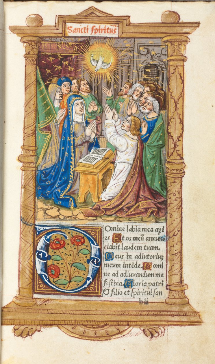 Painettu tuntikirja (Rooman käytössä): fol. 58r, helluntai. tekijältä Guillaume Le Rouge