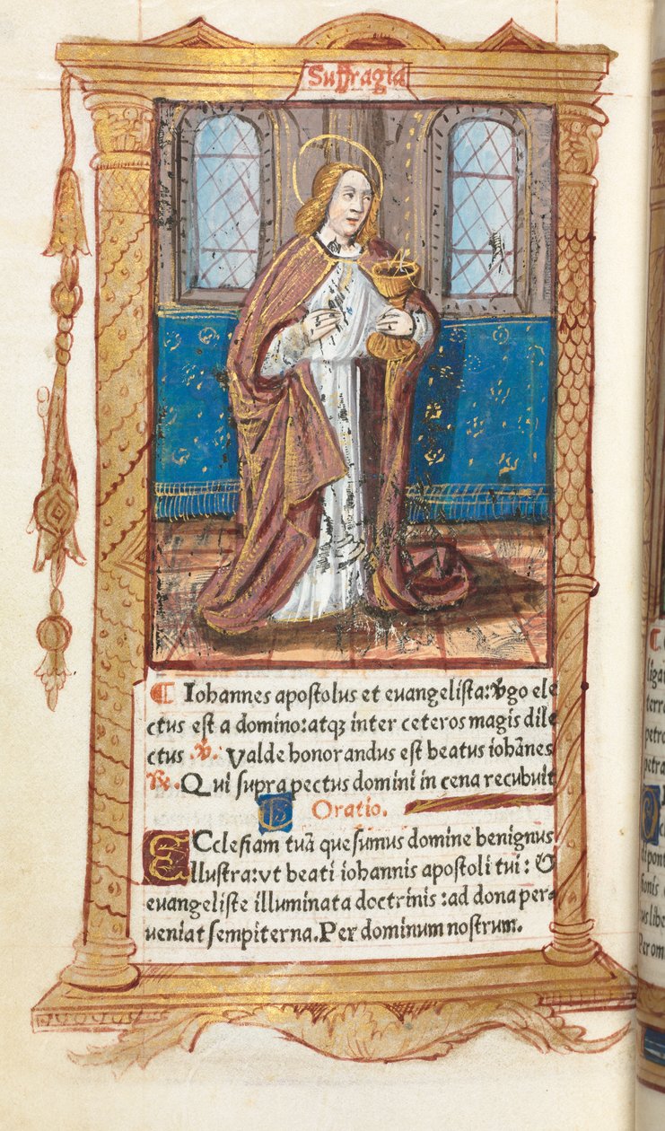 Painettu tuntikirja (Rooman käytössä): fol. 98v, Johannes evankelista. tekijältä Guillaume Le Rouge