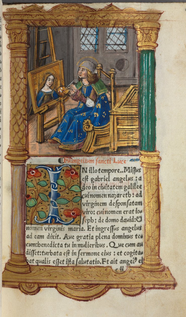 Painettu tuntikirja Rooman käyttö: fol.18r, St. Luke, 1510. tekijältä Guillaume Le Rouge