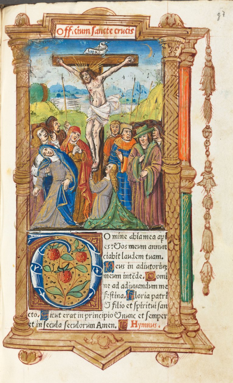 Painettu tuntikirja Rooman käyttö: fol. 55r, Ristiinnaulitseminen, 1510. tekijältä Guillaume Le Rouge