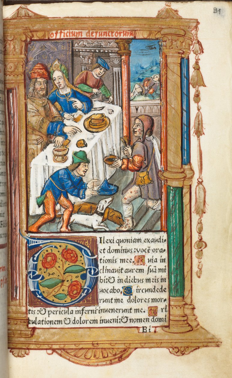 Painettu tuntikirja Rooman käyttö: fol. 73r, Lasarus, 1510. tekijältä Guillaume Le Rouge