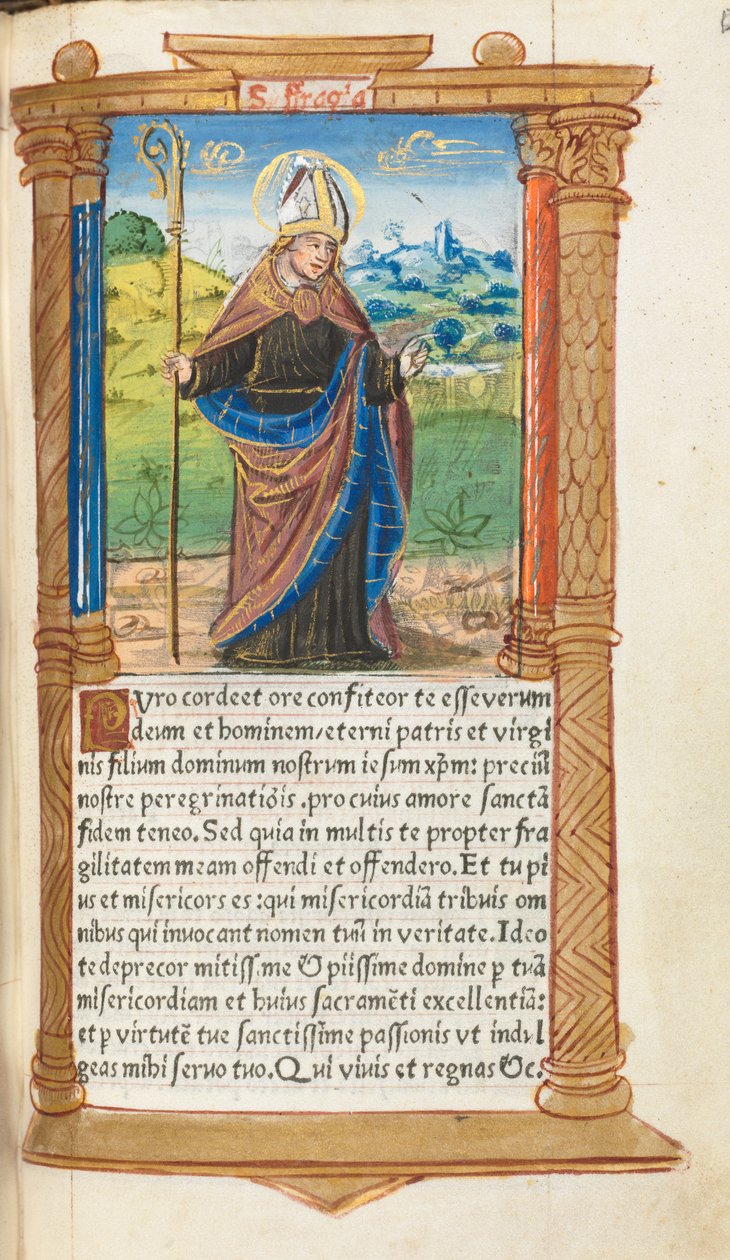 Painettu tuntikirja Rooman käyttö: fol. 96r, St. Augustine, 1510. tekijältä Guillaume Le Rouge