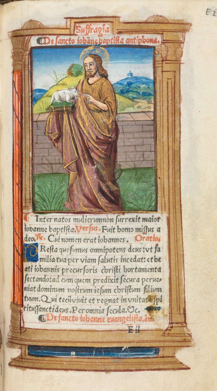 Painettu tuntikirja Rooman käyttö: fol. 98r, Pyhä Johannes Kastaja, 1510. tekijältä Guillaume Le Rouge