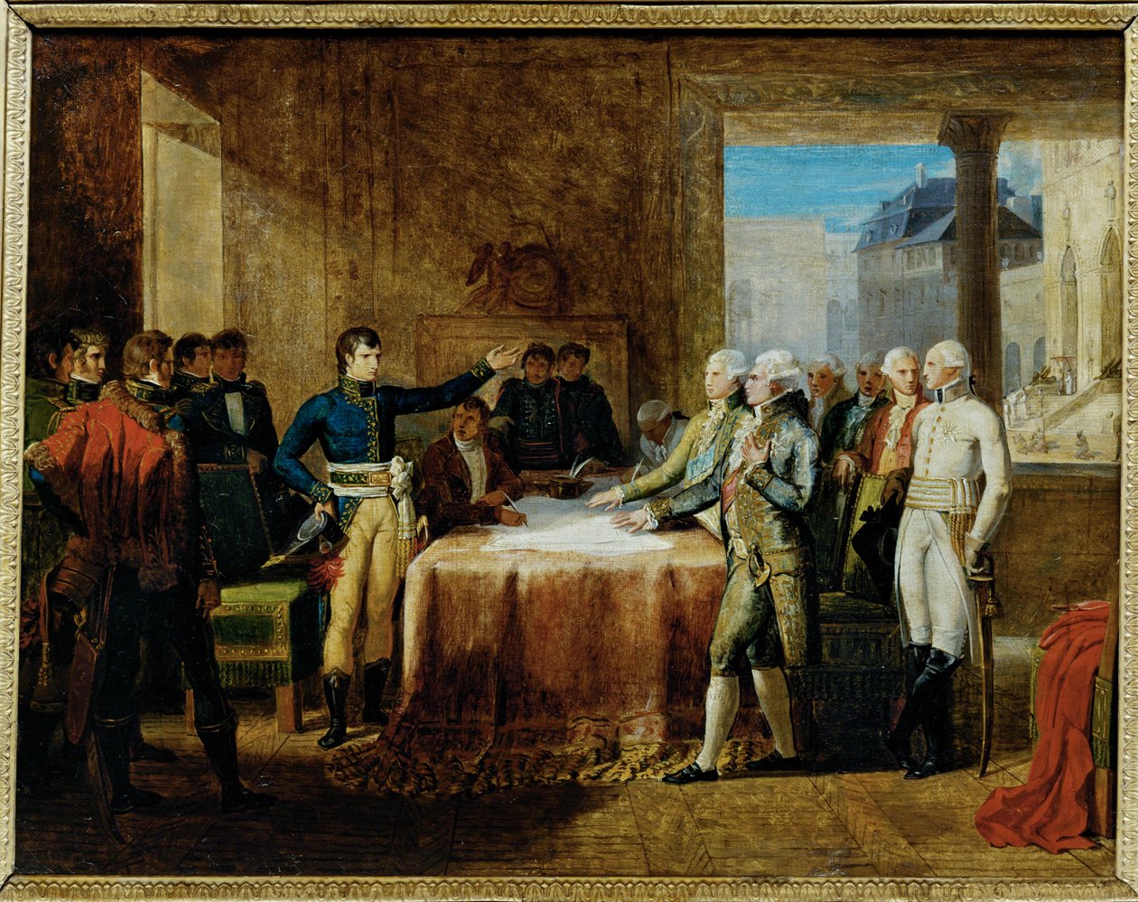 Leobenissa ... allekirjoitetun rauhan esiselvitykset (maalaus kankaalle) tekijältä Guillaume Lethiere
