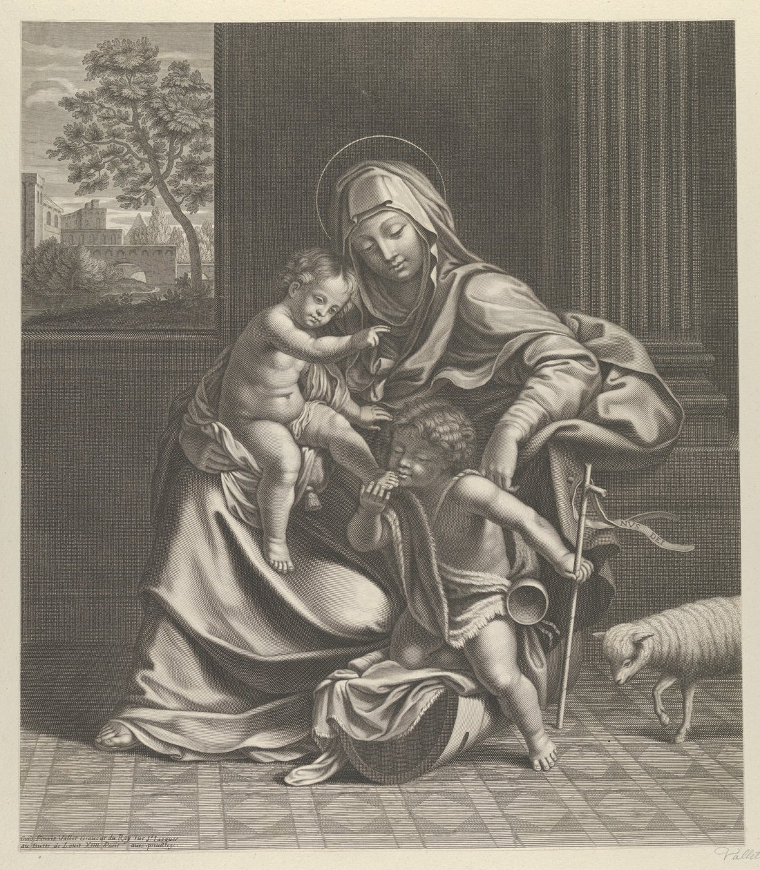 Neitsyt istuu Kristus-lapsen kanssa sylissään..., n. 1650-1704. tekijältä Guillaume Vallet