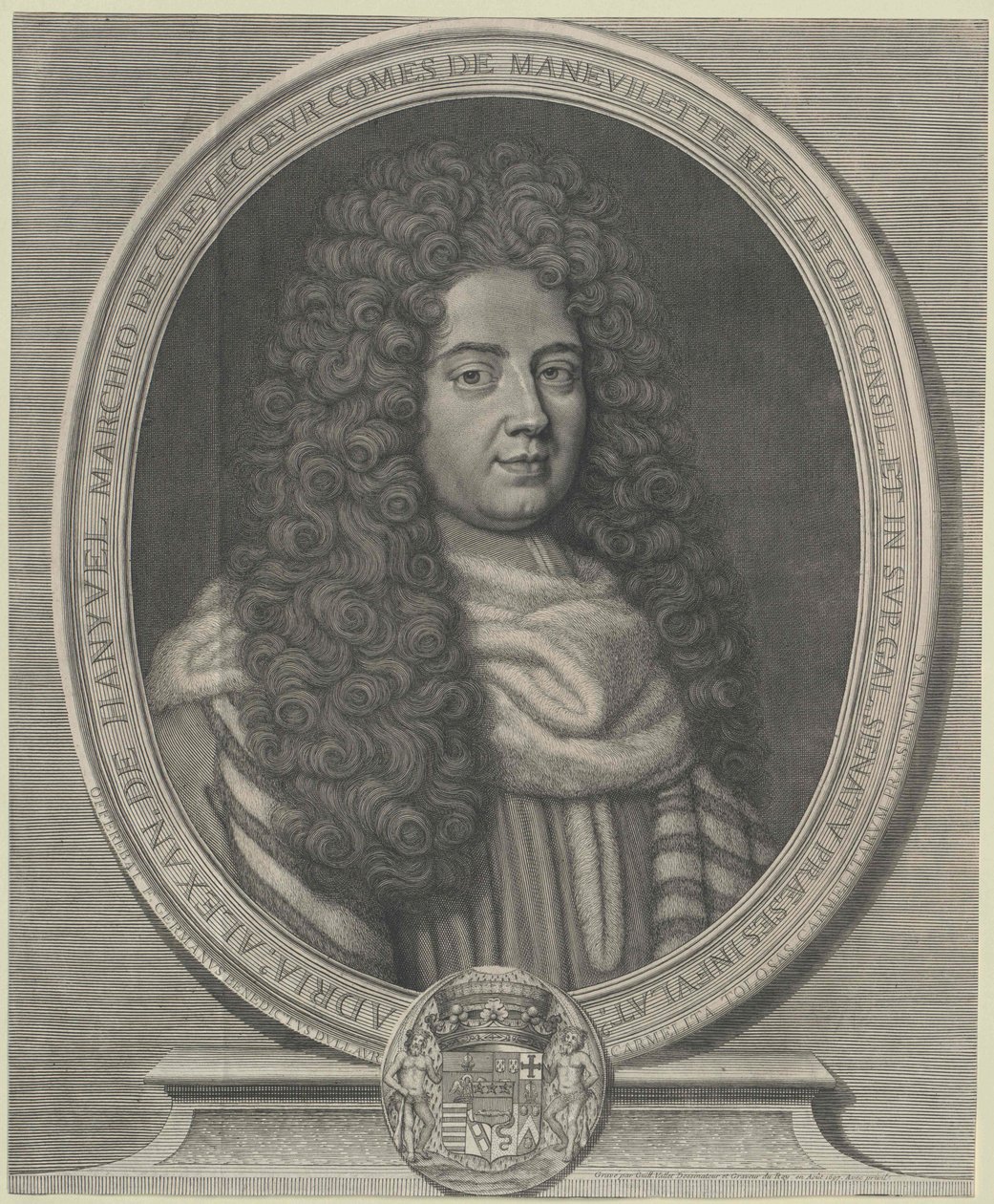 Adrien-Alexandre markiisi Comte de Manevilette Crevecoeur (painettu) tekijältä Guillelmus Vallet