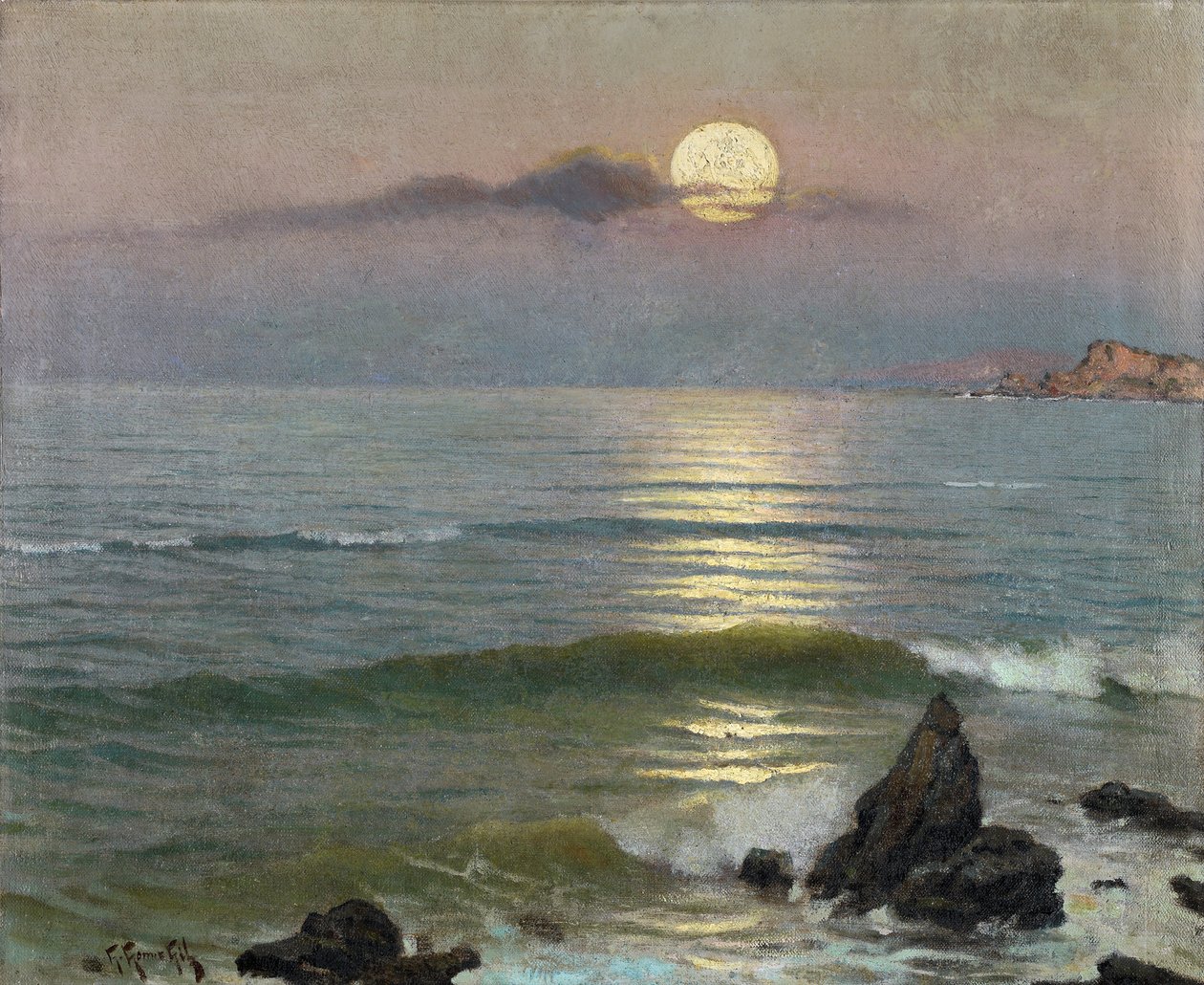 Moonlight - Gómez Gil, Guillermo (1862-1942) - n. 1910 - Öljy kankaalle - 43x53 - Carmen Thyssen Museum, Málaga tekijältä Guillermo Gomez y Gil