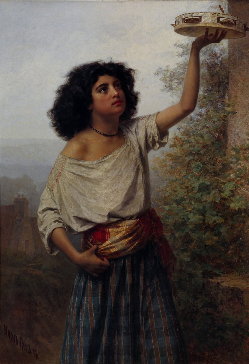 Nuori mustalainen nainen, 1870 tekijältä Gun