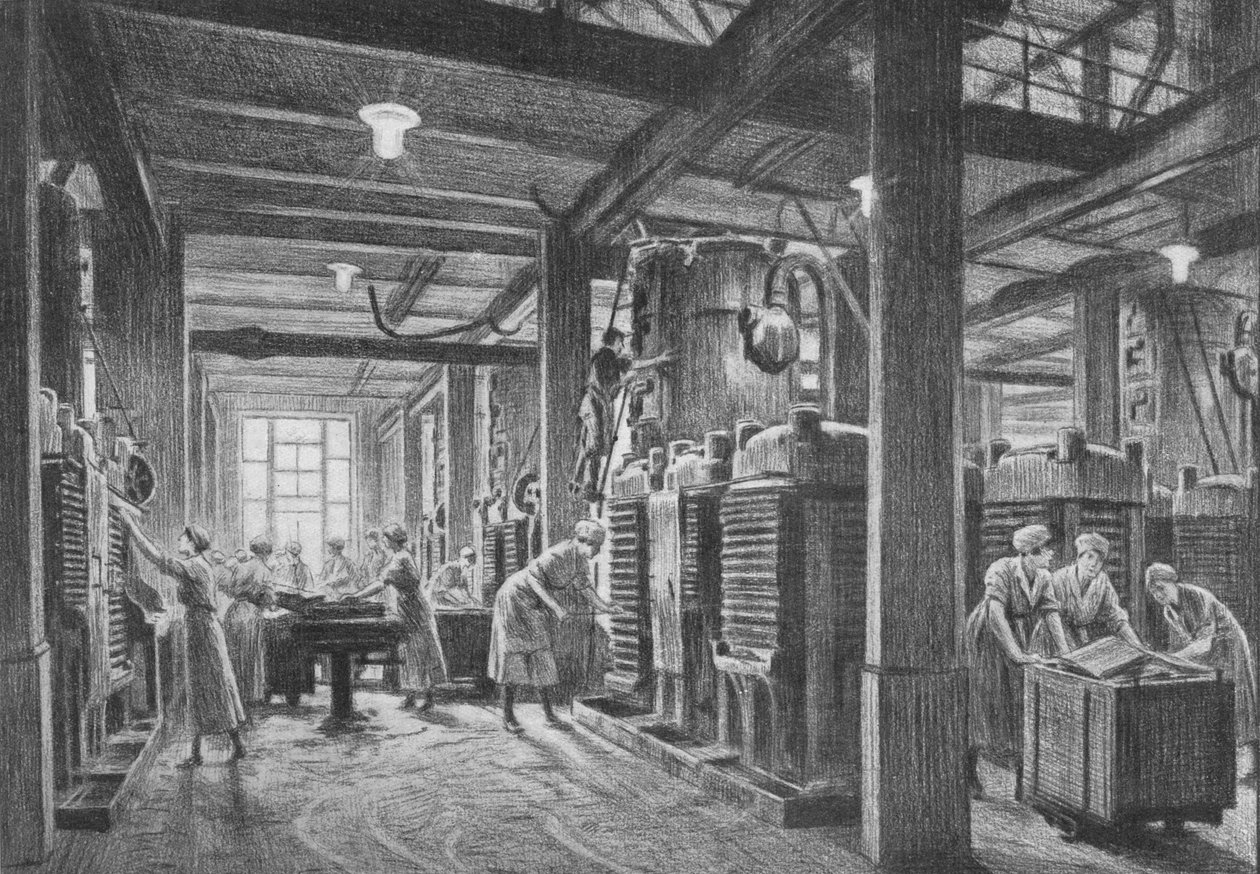 Moderni öljysiementen murskauslaitos, c1918, 1918 tekijältä Gunning King