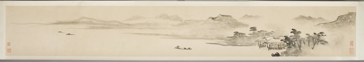 Maisema kalastajan ja runon kanssa (muste paperille) (katso myös 351451-3) tekijältä Guo Xu Guo Xu