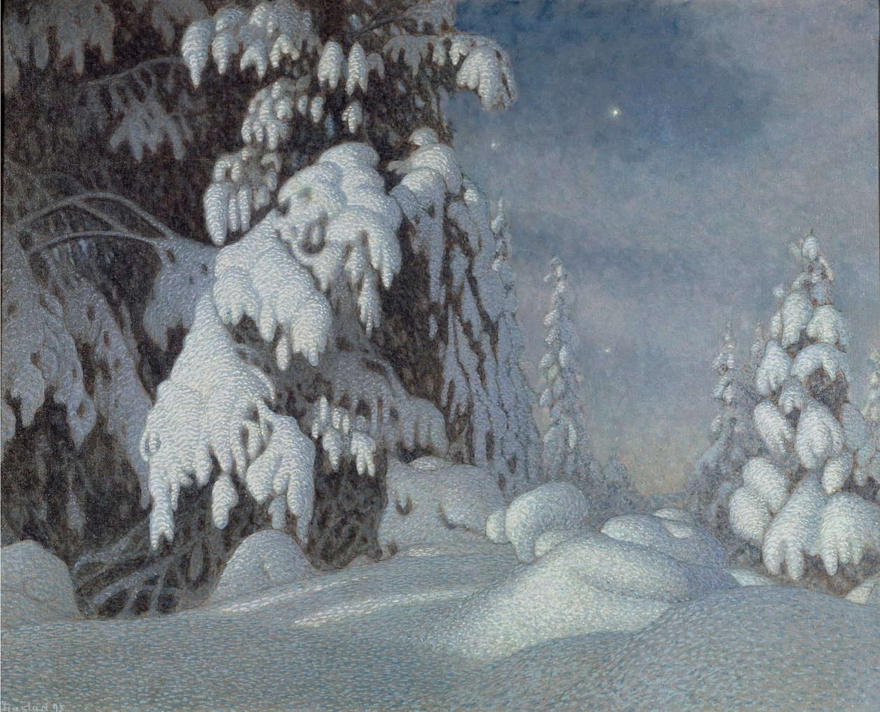 Talvikuunvalo, 1895 tekijältä Gustaf Fjaestad