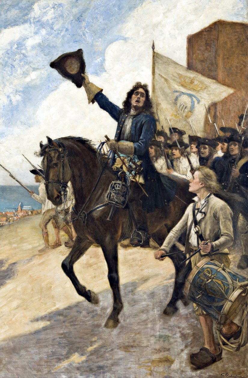 Grande guerre du Nord (1700-1721): Magnus Stenbock (1665-1717), feld marechal suedois, a la bataille de Helsinborg tekijältä Gustaf Olaf Cederstrom
