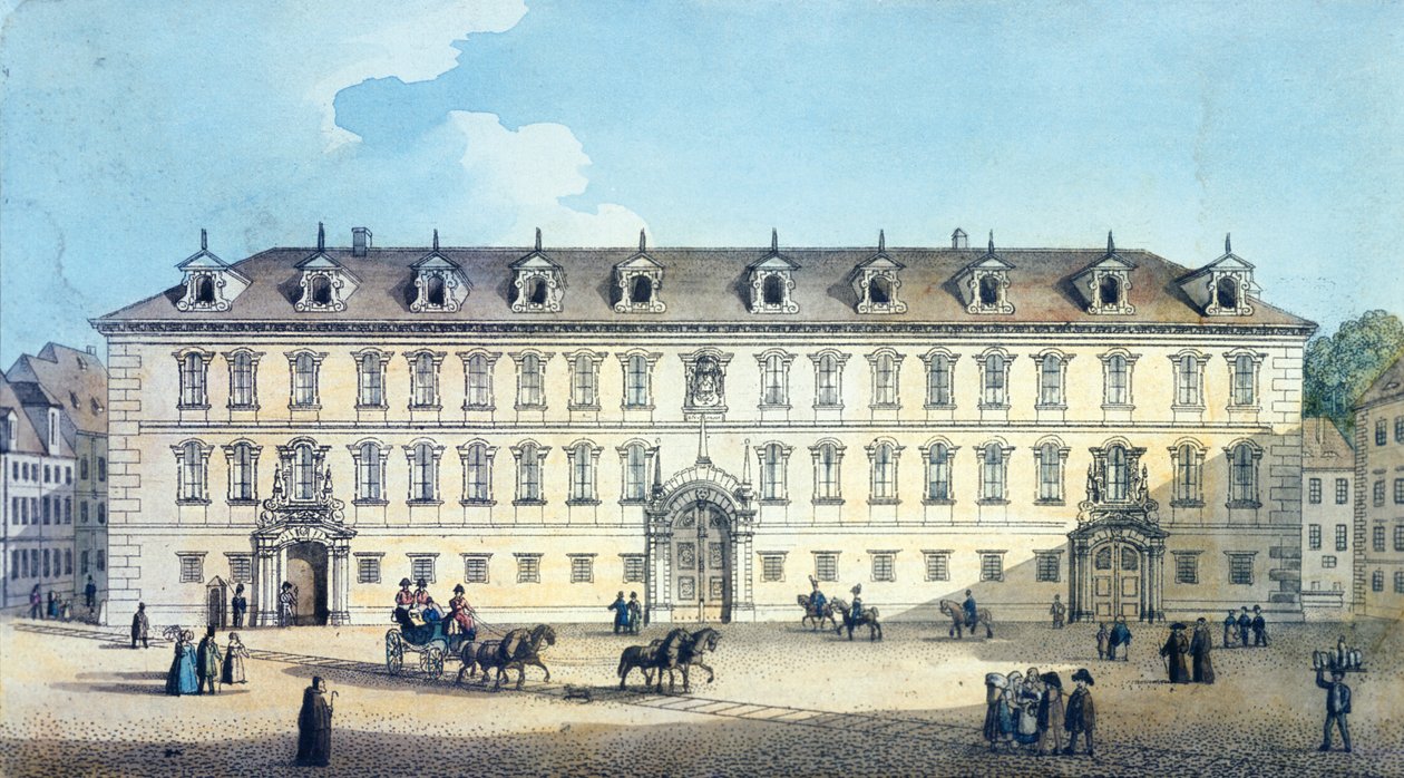Wallensteinin palatsi, noin 1830 tekijältä Gustav Friedrich Amalius Taubert