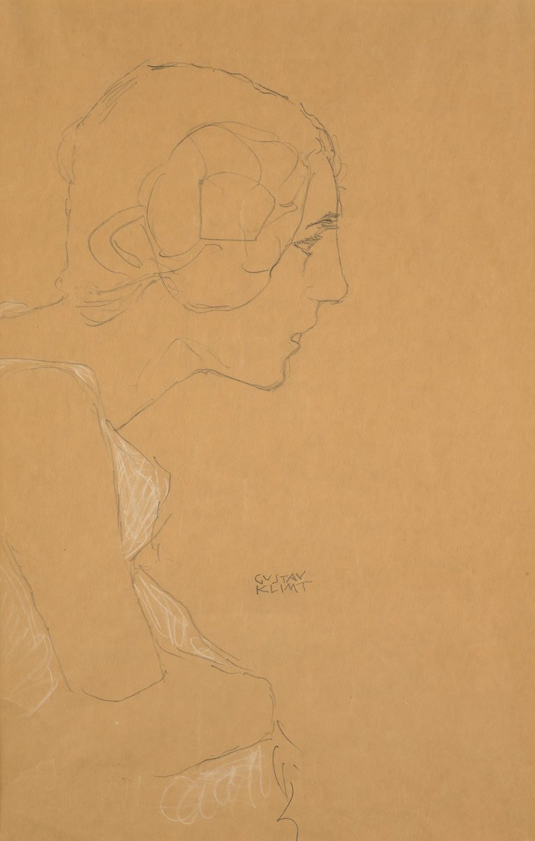Kniestuck im Profil nach rechtsn tekijältä Gustav Klimt