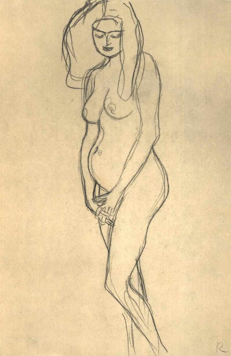 Akt einer Schwangeren nach links tekijältä Gustav Klimt