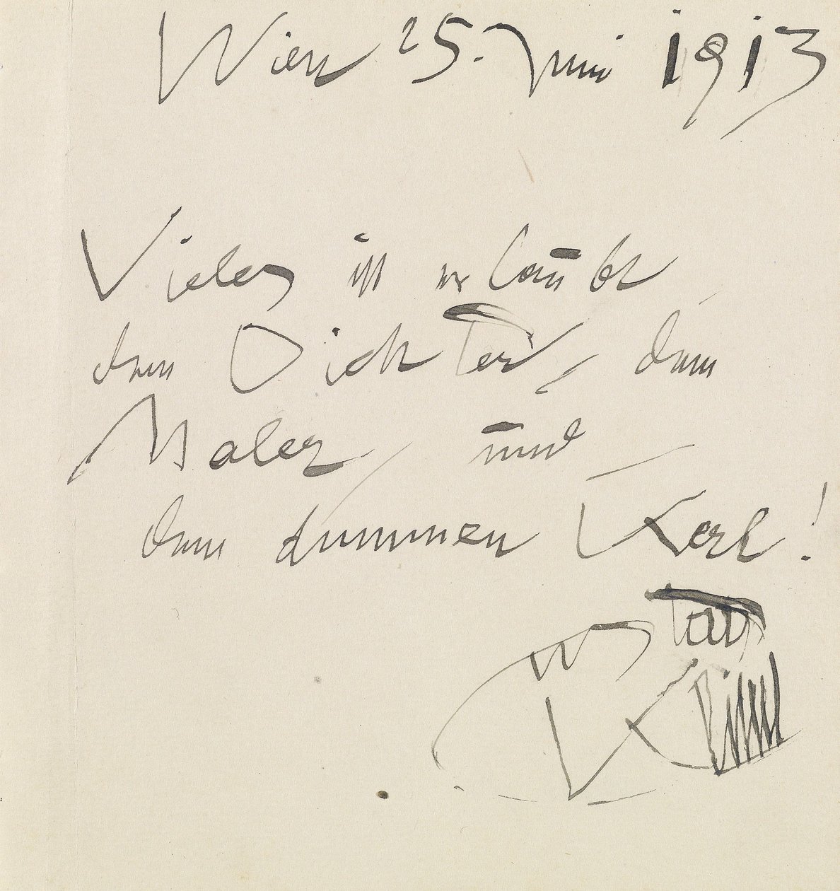 Albumblatt mit eigenhändigem Aphorismus und Unterschrift tekijältä Gustav Klimt