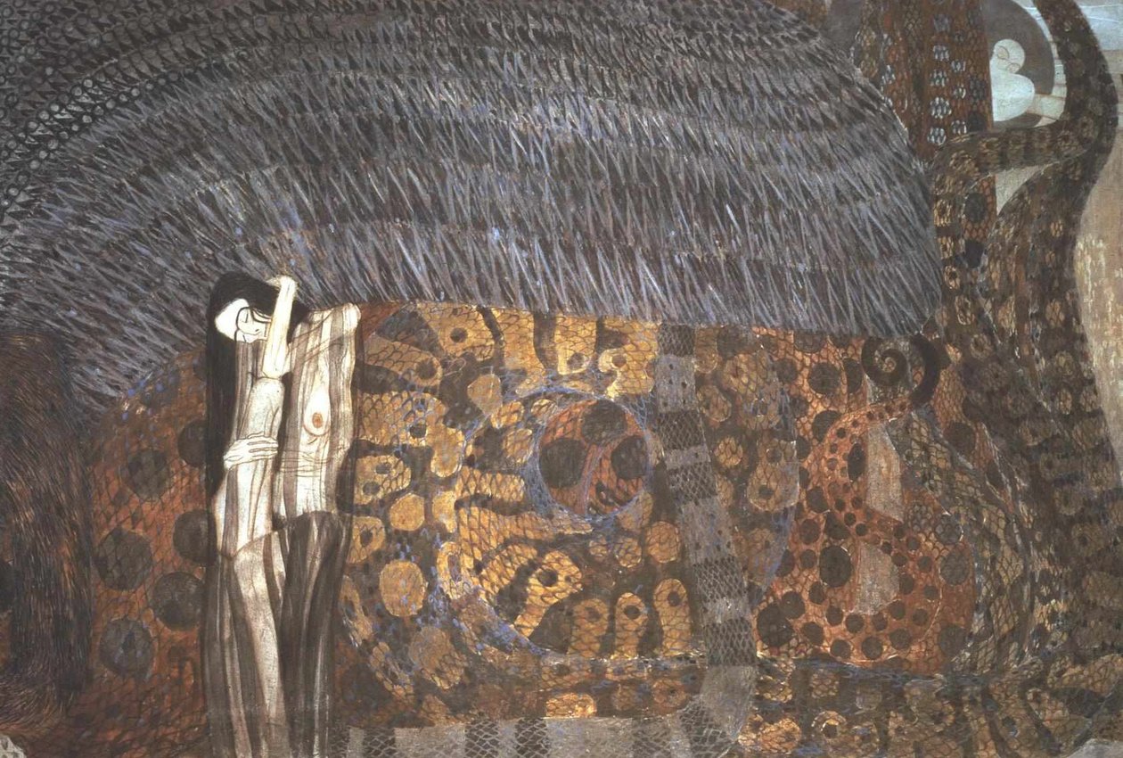 Beethovenfries - Verzehrender Schmerz tekijältä Gustav Klimt