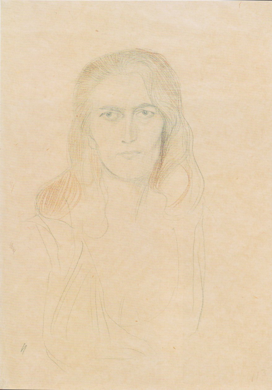 Puolipituinen muotokuva naisesta edestä (Erinnye) tekijältä Gustav Klimt