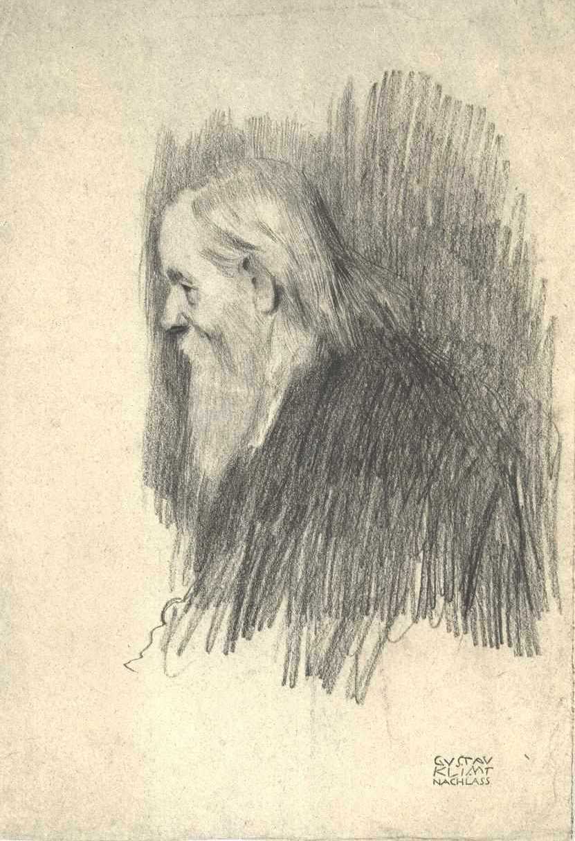 Brustbild eines Greises im Profil nach rechts tekijältä Gustav Klimt